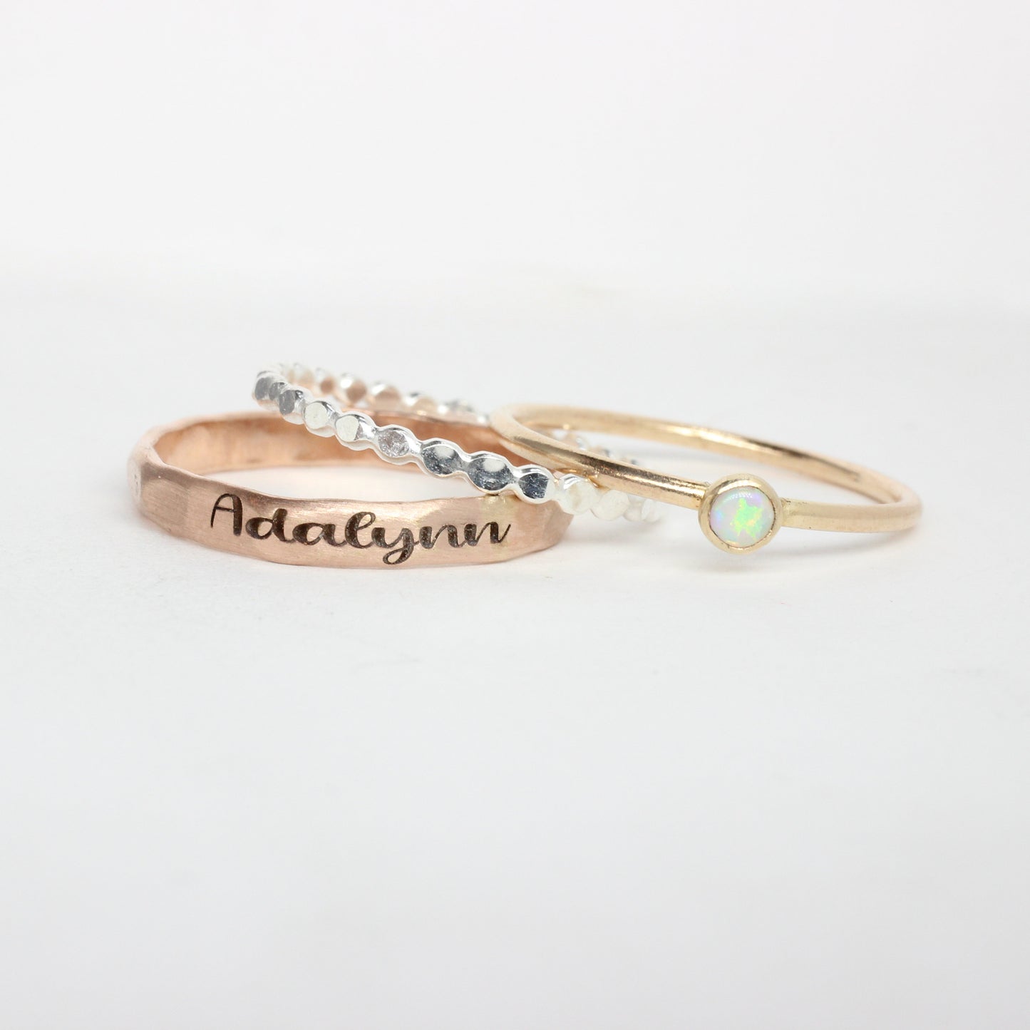 Mixed Metals Engraved Ring Set of 3