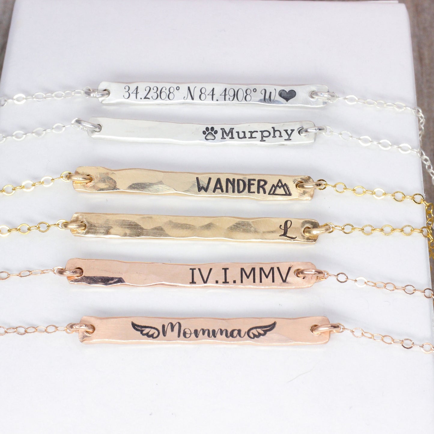 Everyday Bar Necklace in Sterling Silver, 14K Gold Filled, or 14K Rose Gold Filled // Personalized Custom Engraved Bar Necklace Gift for Her