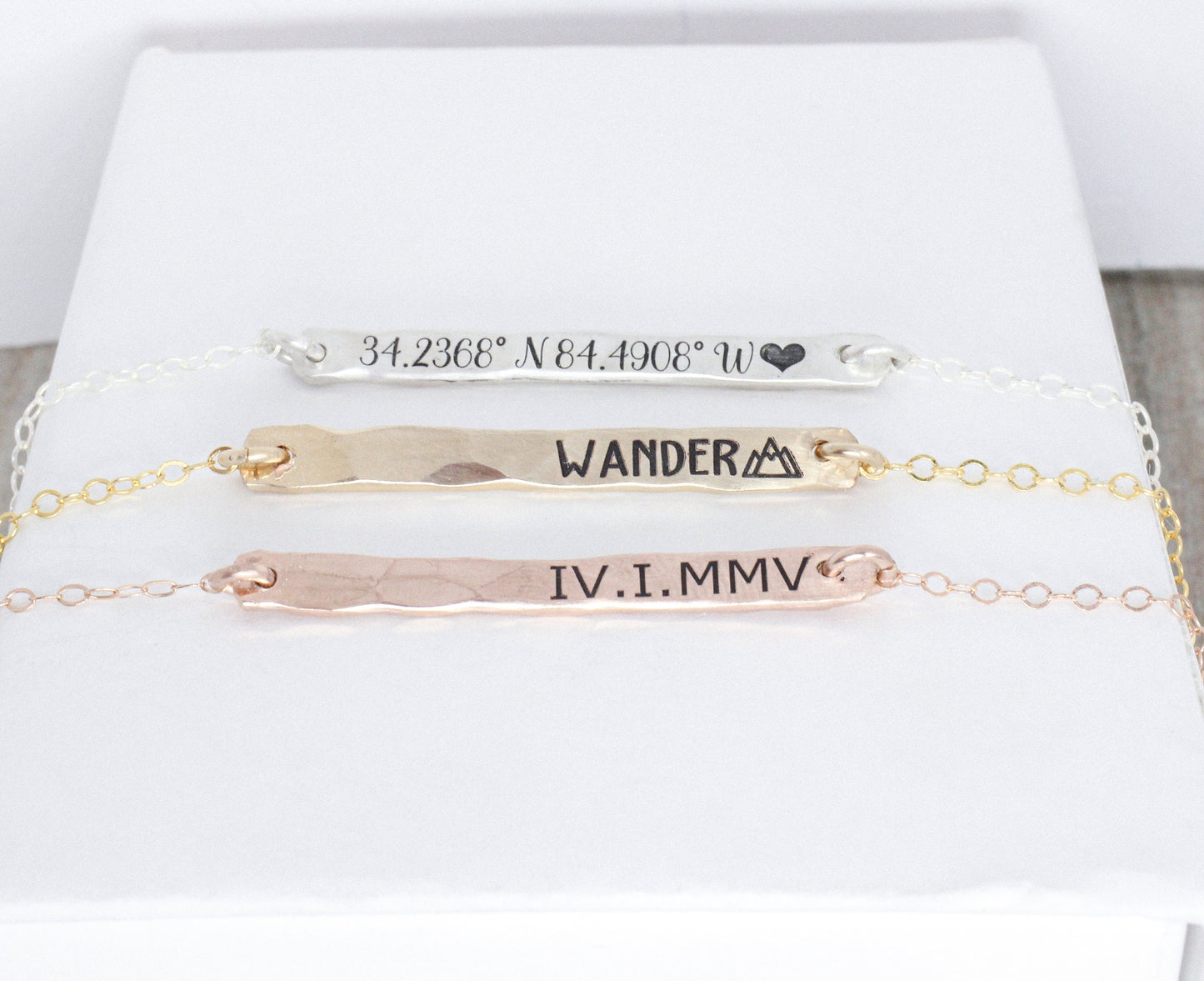 Everyday Bar Necklace in Sterling Silver, 14K Gold Filled, or 14K Rose Gold Filled // Personalized Custom Engraved Bar Necklace Gift for Her