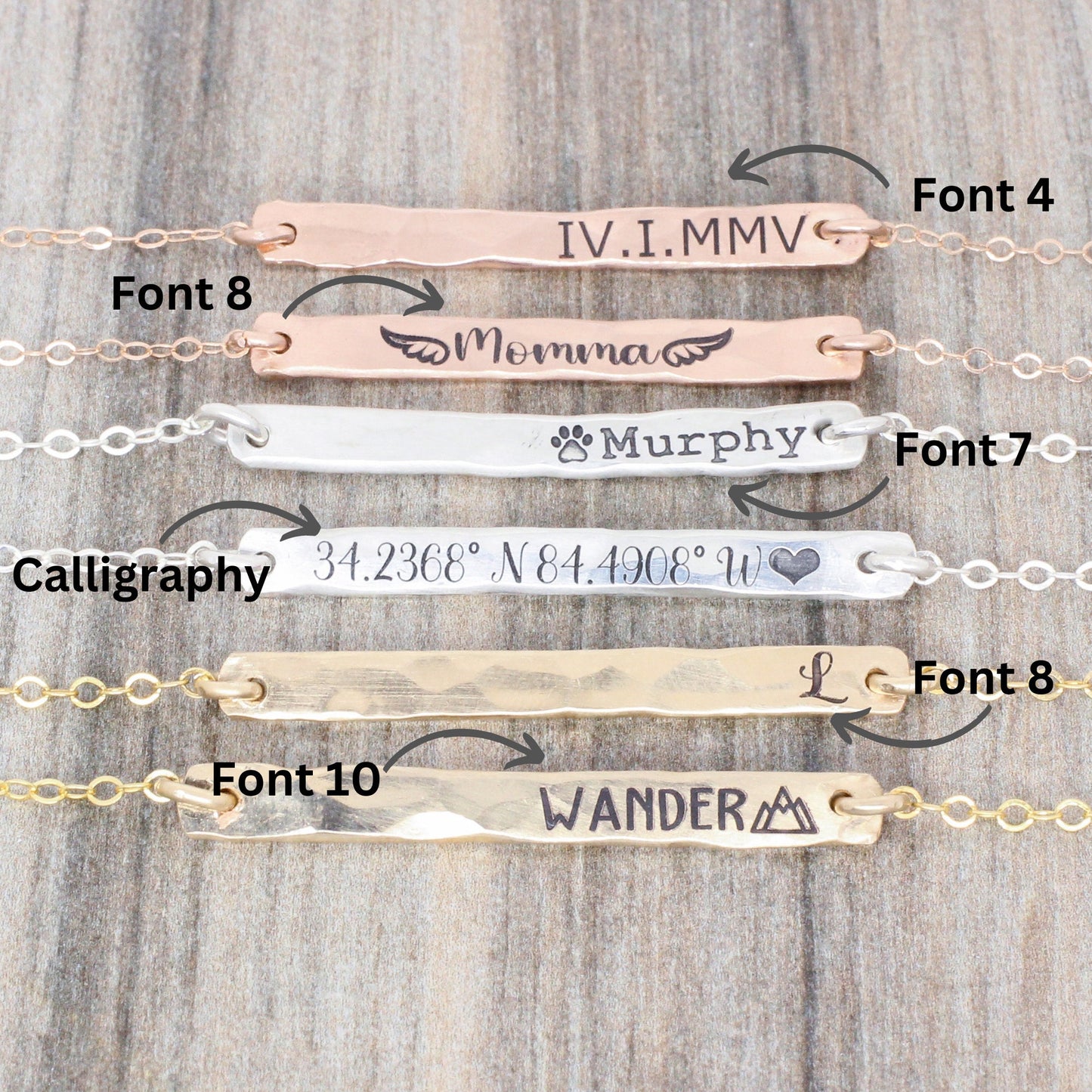 Everyday Bar Necklace in Sterling Silver, 14K Gold Filled, or 14K Rose Gold Filled // Personalized Custom Engraved Bar Necklace Gift for Her