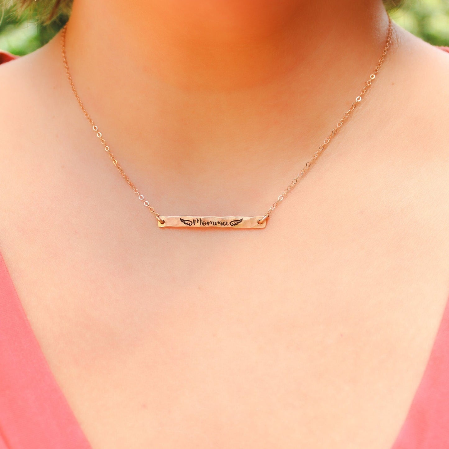Everyday Bar Necklace in Sterling Silver, 14K Gold Filled, or 14K Rose Gold Filled // Personalized Custom Engraved Bar Necklace Gift for Her
