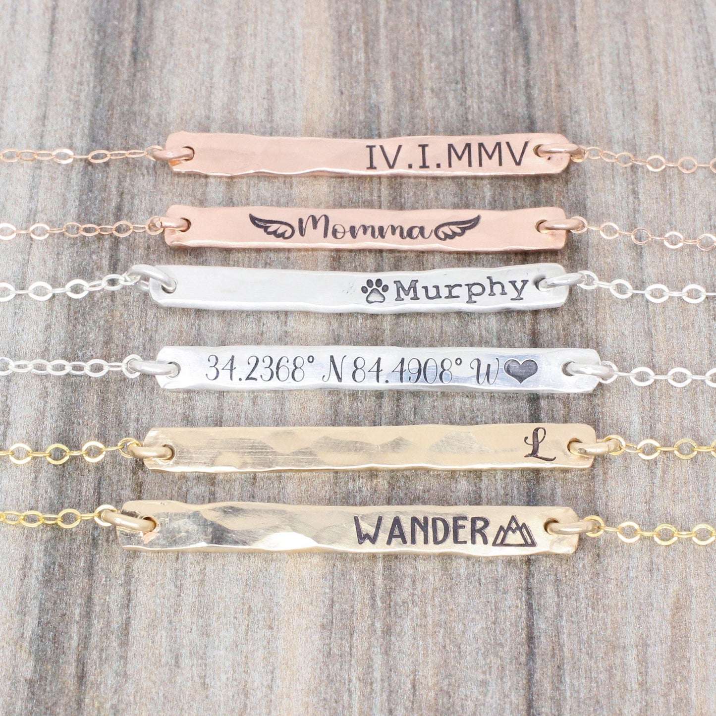 Everyday Bar Necklace in Sterling Silver, 14K Gold Filled, or 14K Rose Gold Filled // Personalized Custom Engraved Bar Necklace Gift for Her