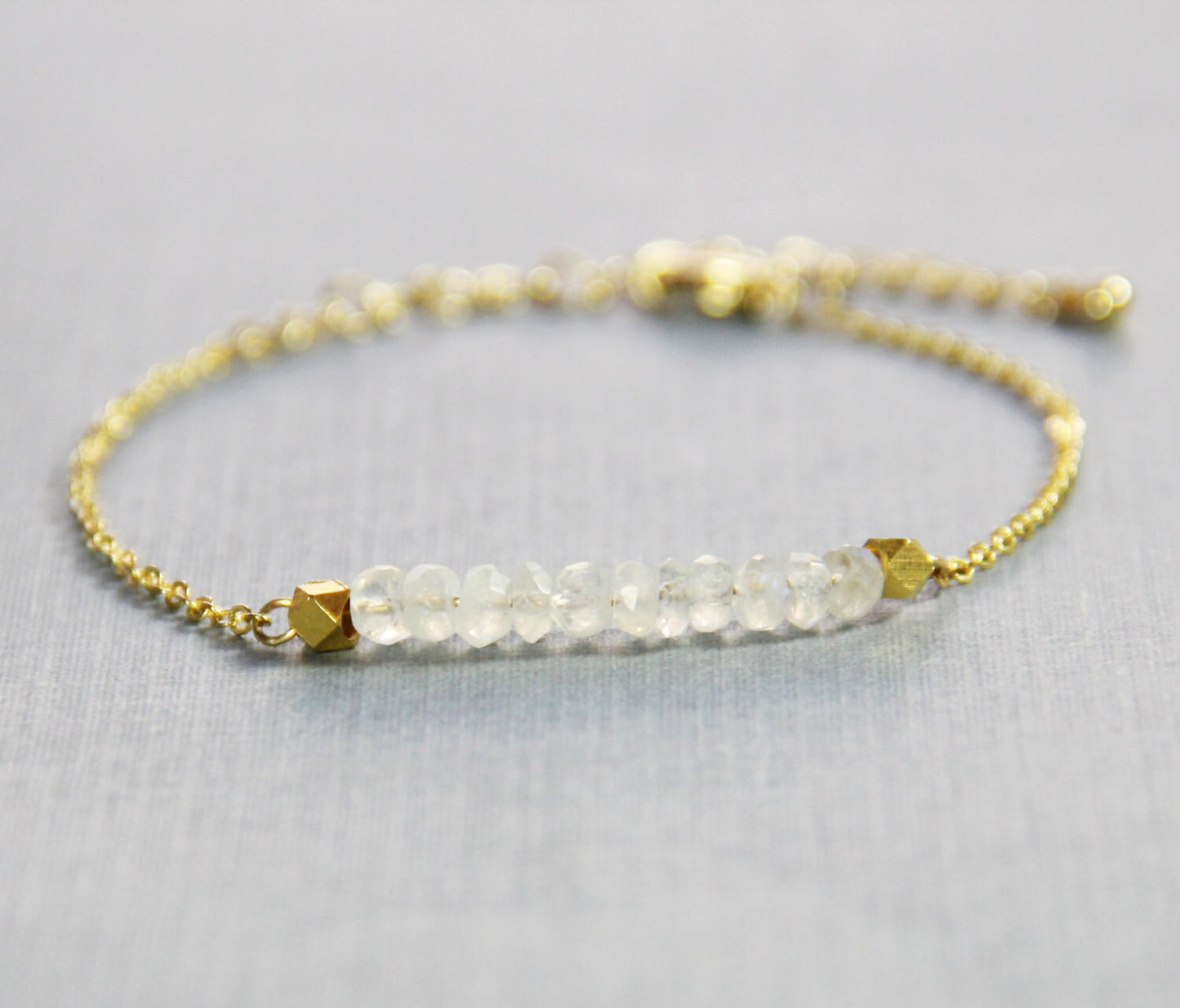 Moonstone and Gold Bracelet - June Birthstone Bracelet - Moonstone Bracelet