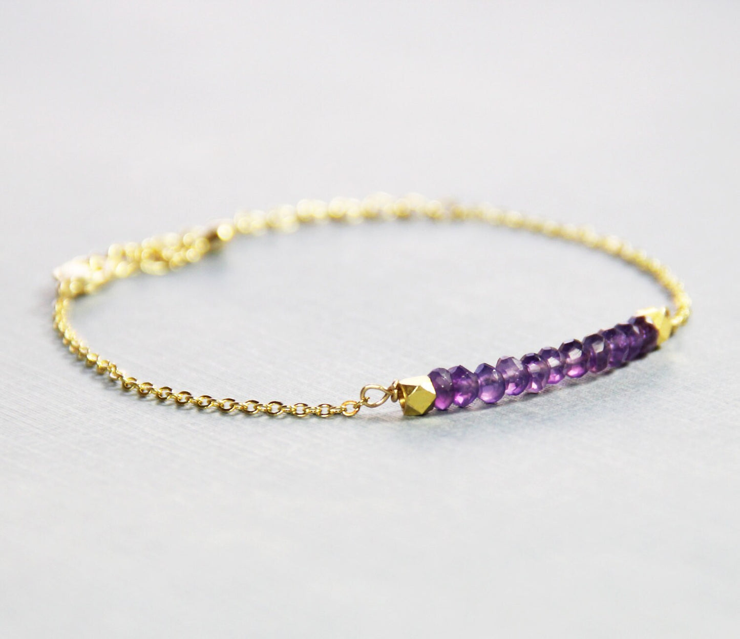 Gold Amethyst Bracelet - February Birthstone Bracelet - Amethyst Bracelet