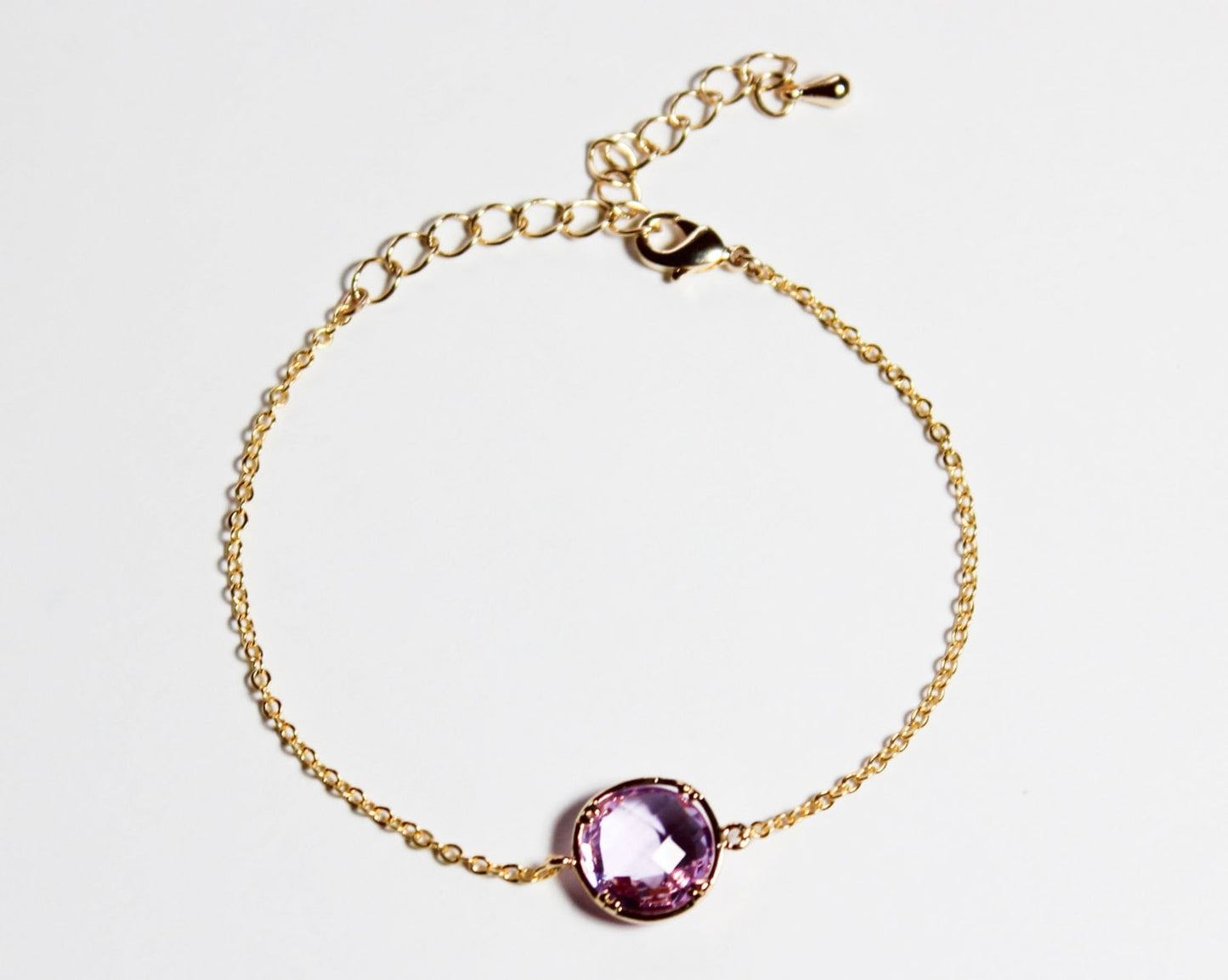 Lavender 16K Gold Plated Stacking Bracelet - BridesMaid Gift - Gemstone Bracelet - June Birthstone