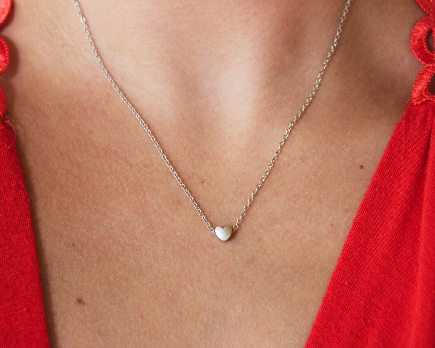 Silver or Gold Mini Heart Necklace - BridesMaid Gift - Gold or Silver Heart Necklace