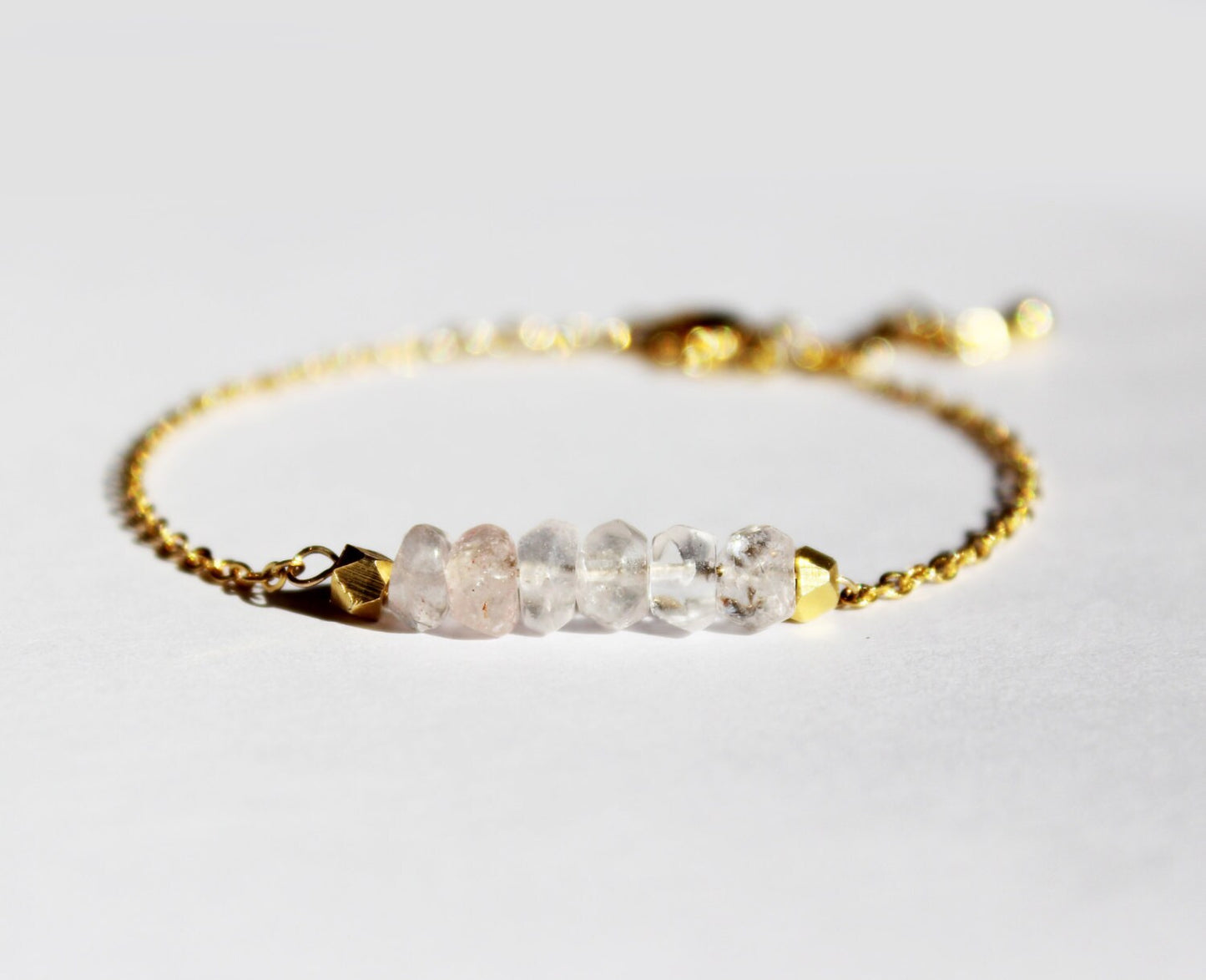 Rose Quartz and Gold Bracelet // Gold Rose Quartz Bracelet // Minimalist Jewelry // Pink and Gold Bracelet // Gift for Her