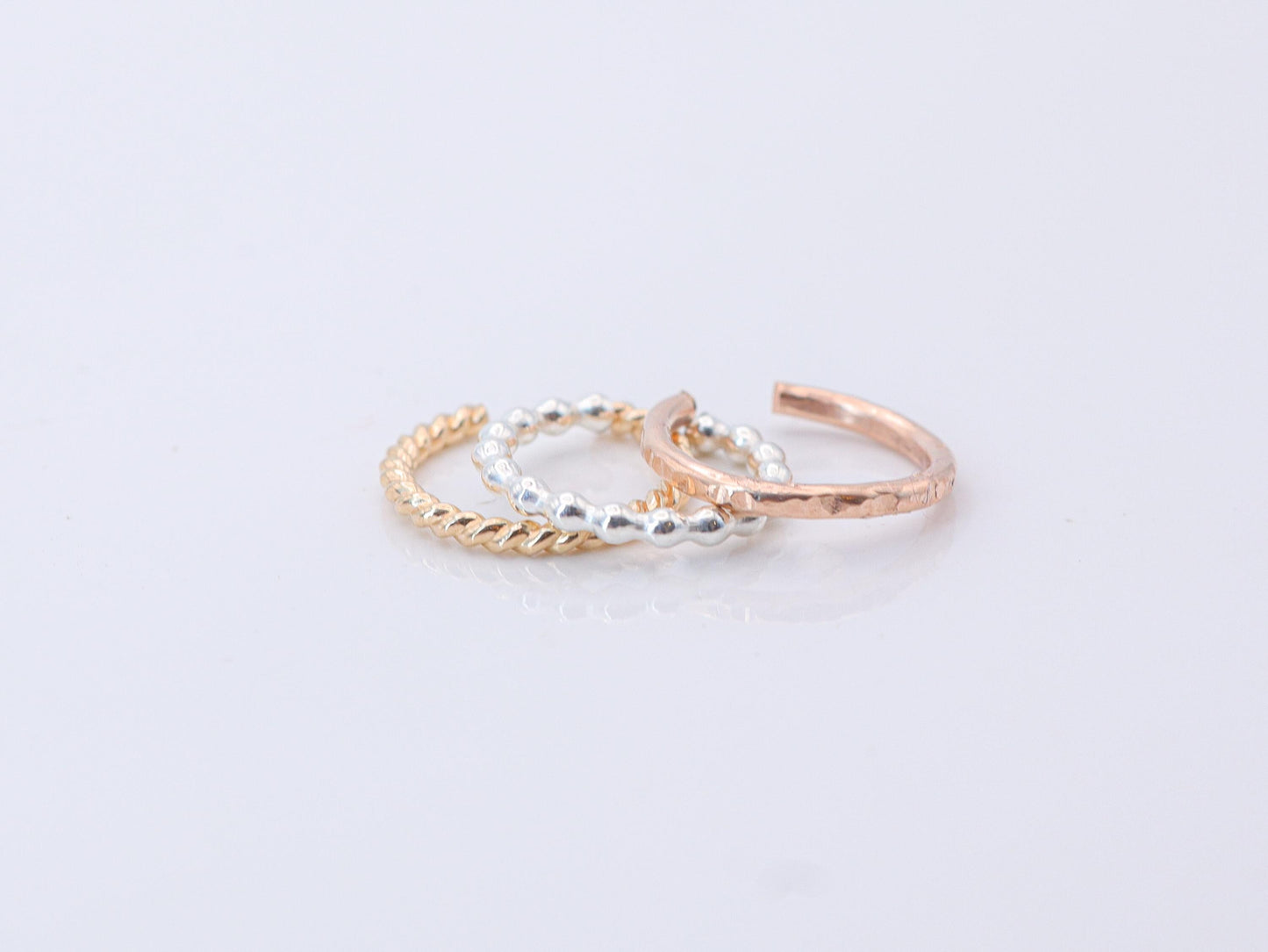 Set of 3 Mixed Metal Ear Cuffs • Sterling Silver, 14K Gold Filled Conch