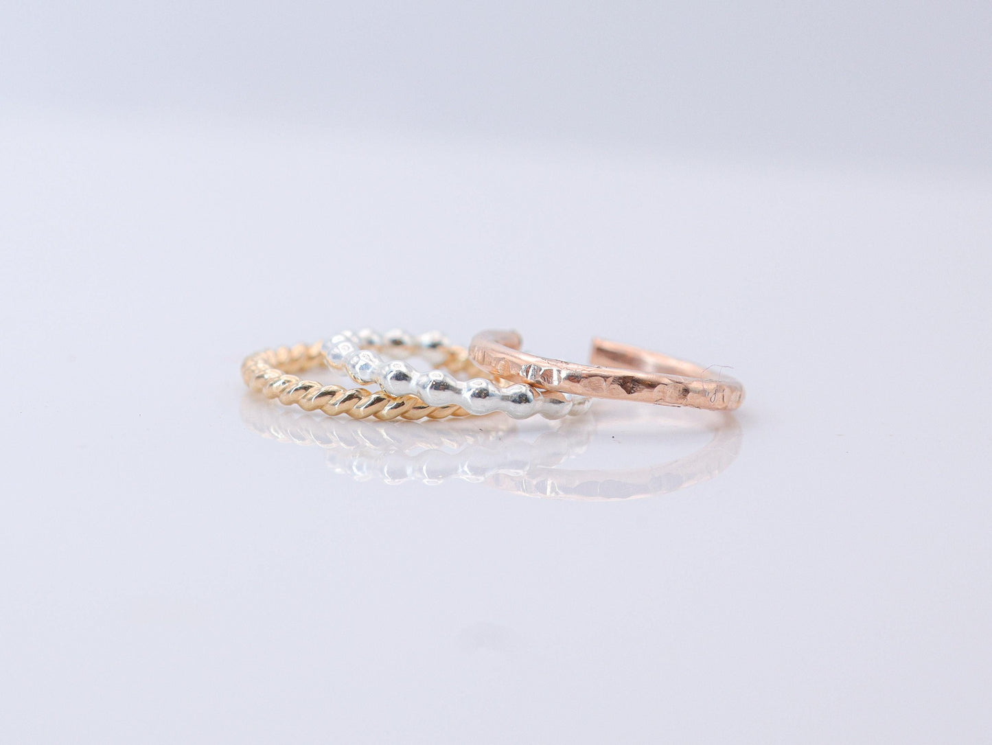 Set of 3 Mixed Metal Ear Cuffs • Sterling Silver, 14K Gold Filled Conch