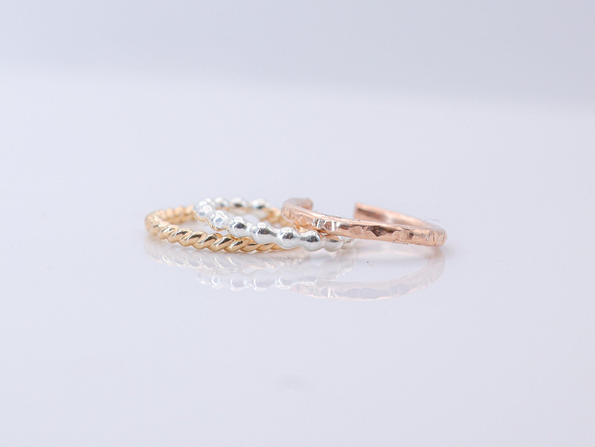 Set of 3 Mixed Metal Ear Cuffs • Sterling Silver, 14K Gold Filled Conch