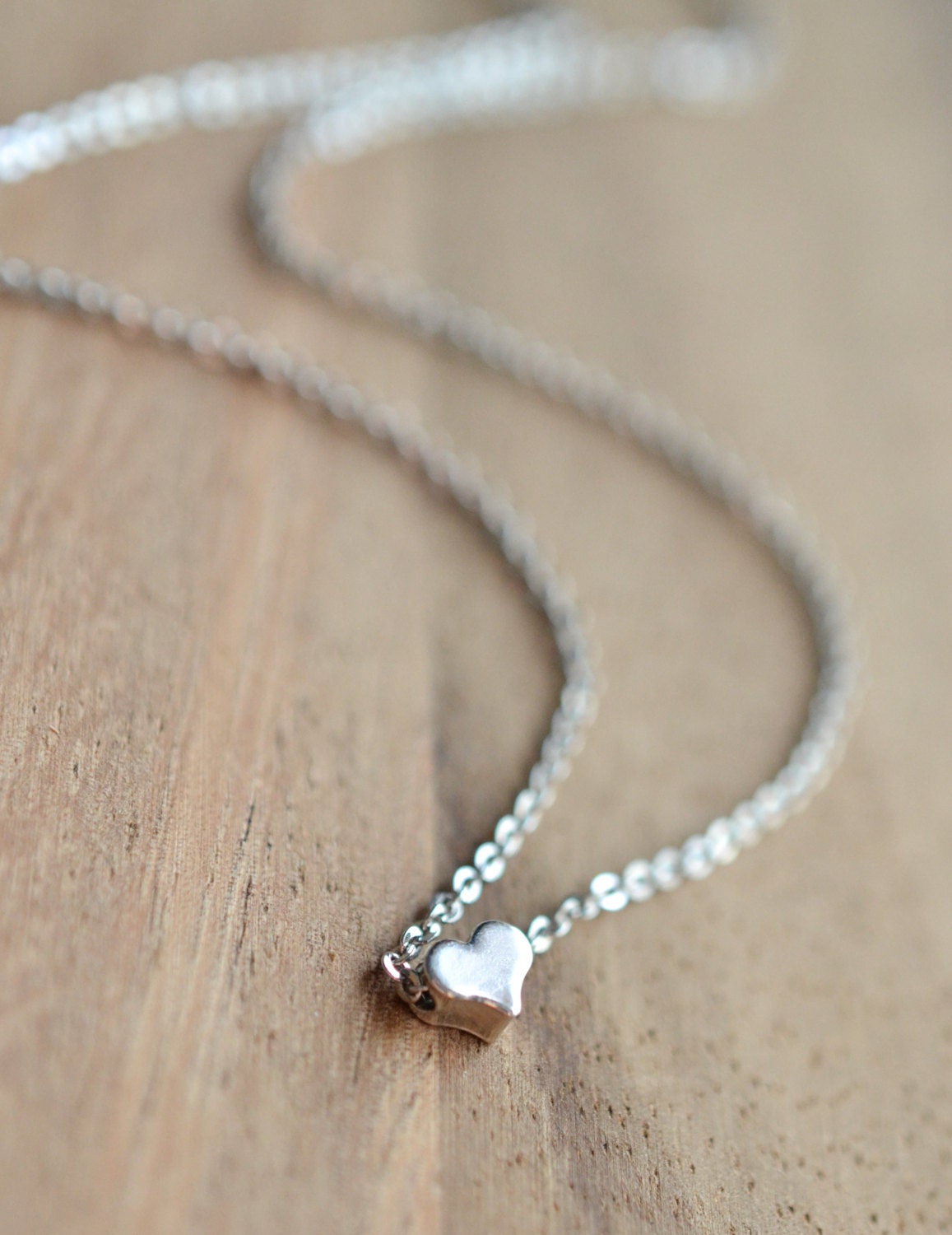 Silver Tiny Heart Necklace - Bridesmaid Gift - Minimalist Everyday Jewelry - Silver Mini Heart Necklace - Simple Gift Idea