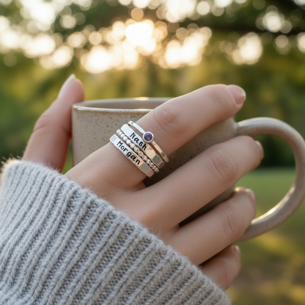 Stackable Rings Engraved Handcrafted Engraved Gifts & Stacking Rings | Custom Designs ...