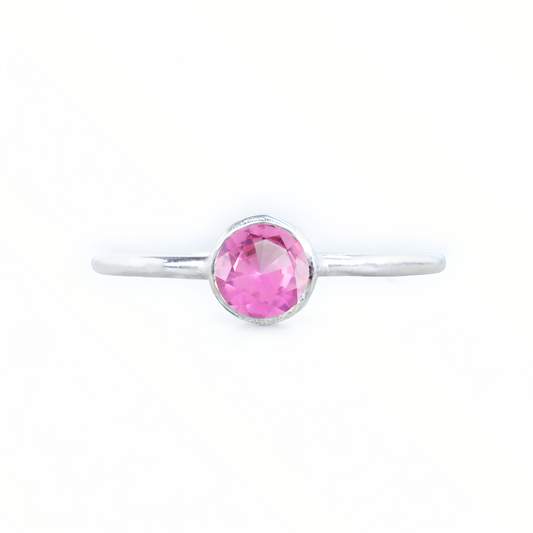 Sterling Silver Lab Pink Tourmaline Stacking Ring