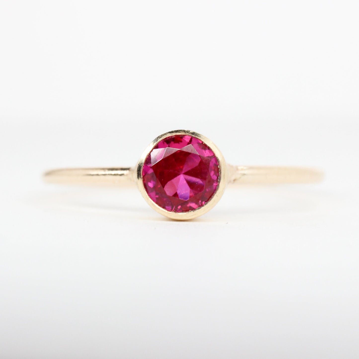 Lab Ruby Stacking Ring in 14K Gold Filled // 5mm Faceted Gemstone July Birthstone Ring