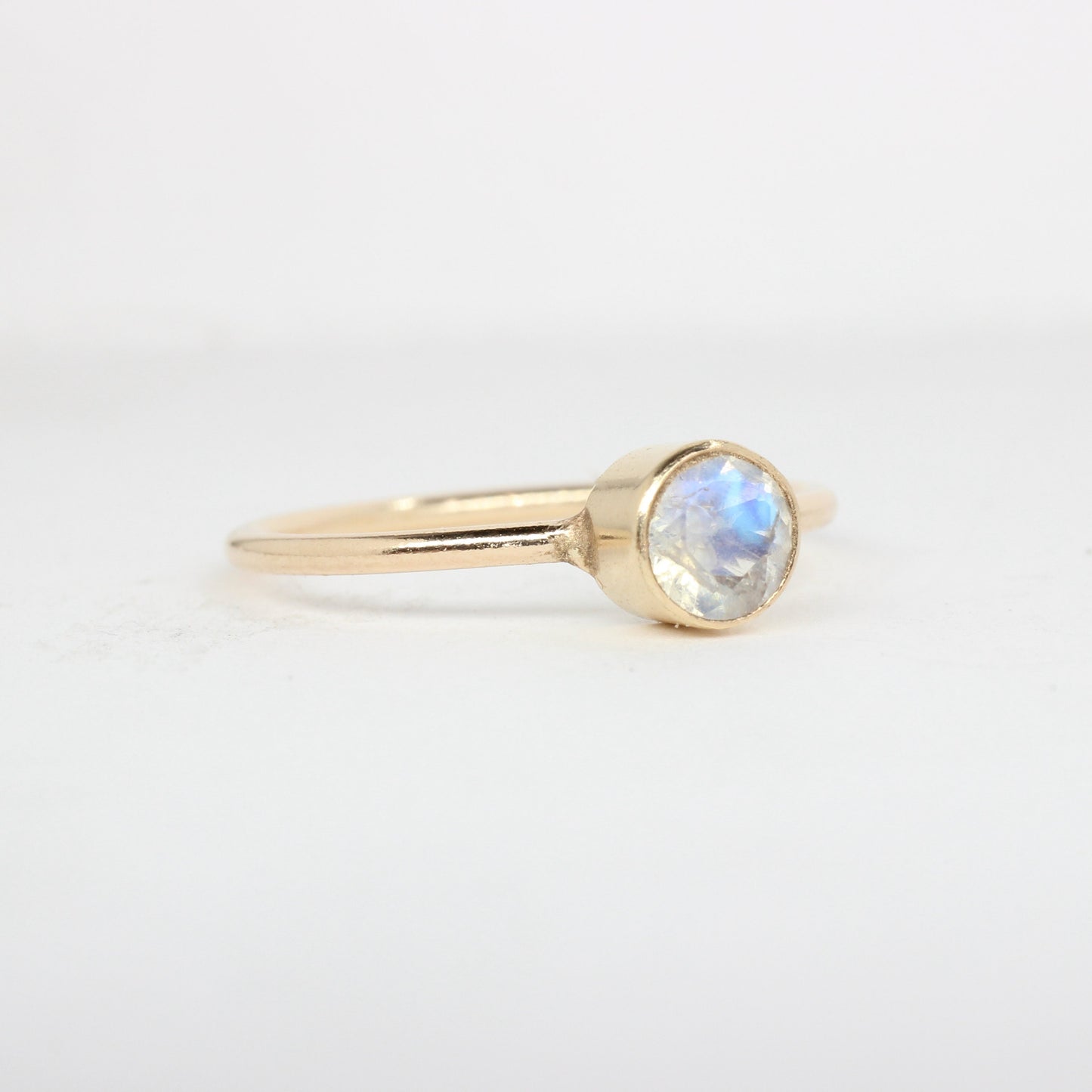 Rainbow Moonstone Stacking Ring in 14K Gold Filled // 5mm Faceted Gemstone June Birthstone