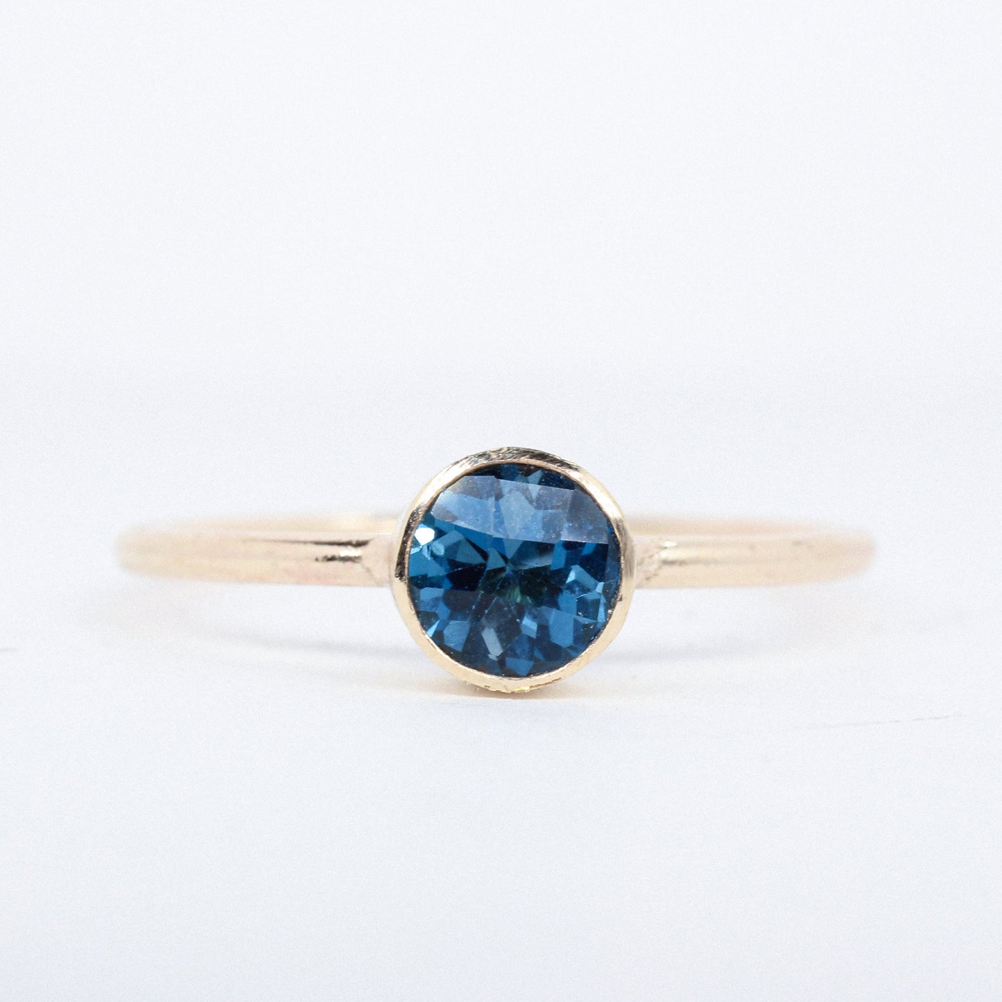14K Gold Filled London Blue Topaz Ring // 5mm Faceted Gemstone December Birthstone