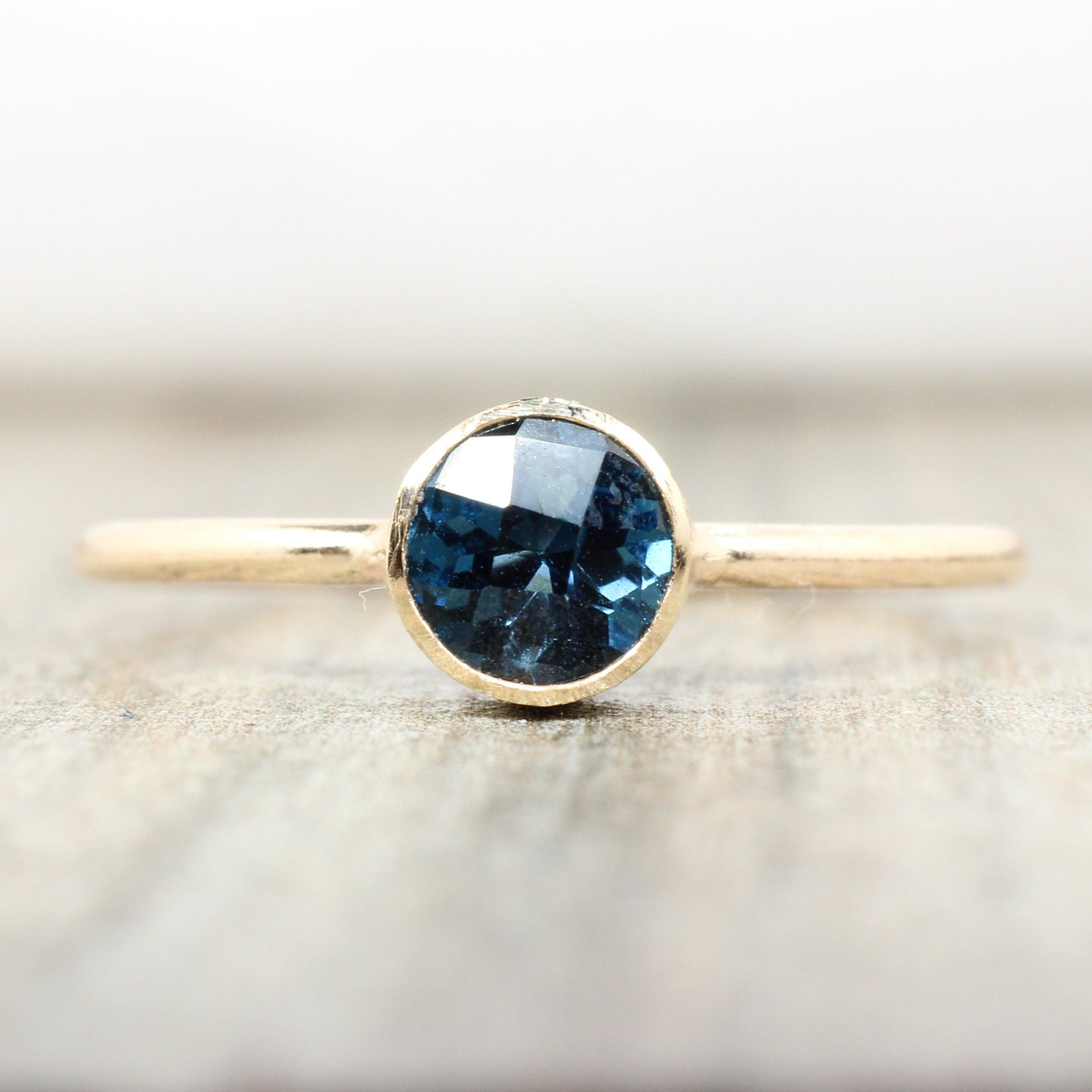 14K Gold Filled London Blue Topaz Ring // 5mm Faceted Gemstone December Birthstone