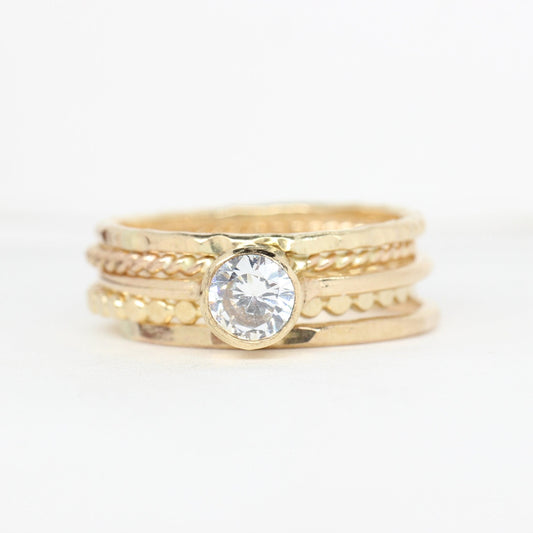14K Gold Filled Cubic Zirconia Stacking Ring Set